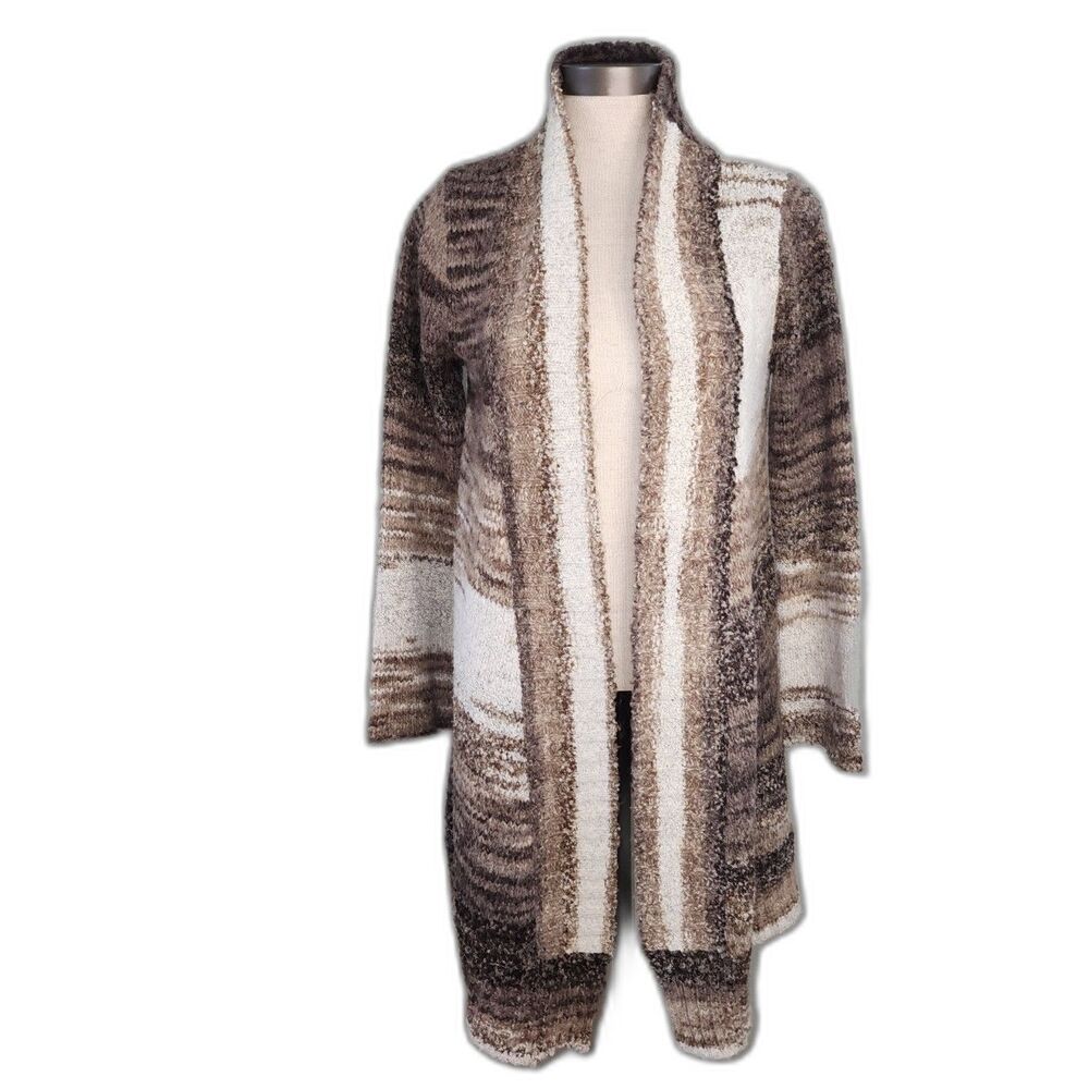 Prana Brown & White Wool Blend Cardigan Sweater Size XS